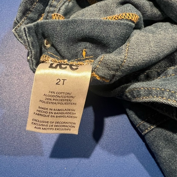 Toddler Lee Shortalls Denim Cotton Blend Size 2T - Picture 5 of 6